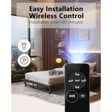 Miscoos Adjustable Bed Frame with Wireless Remote Control