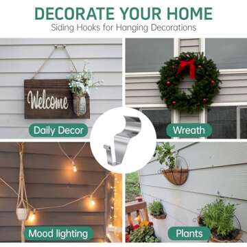 MUAKIOY Vinyl Siding Hooks, (30 Pack) Heavy Duty Vinyl Siding Hangers Clips, No Drill No Hole Needed...