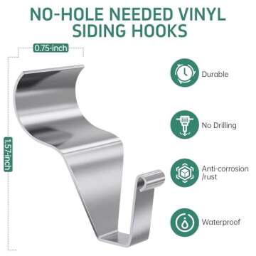 MUAKIOY Vinyl Siding Hooks, (30 Pack) Heavy Duty Vinyl Siding Hangers Clips, No Drill No Hole Needed No Damage Outdoor Hook, Hanging Wreath Things Decor for Horizontal Gap Vinyl Wall Mount