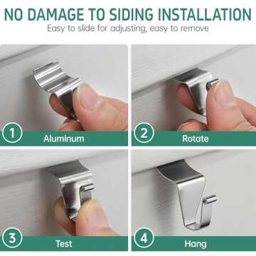 MUAKIOY Vinyl Siding Hooks, (30 Pack) Heavy Duty Vinyl Siding Hangers Clips, No Drill No Hole Needed No Damage Outdoor Hook, Hanging Wreath Things Decor for Horizontal Gap Vinyl Wall Mount