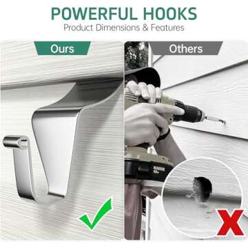 MUAKIOY Vinyl Siding Hooks, (30 Pack) Heavy Duty Vinyl Siding Hangers Clips, No Drill No Hole Needed No Damage Outdoor Hook, Hanging Wreath Things Decor for Horizontal Gap Vinyl Wall Mount