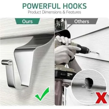 MUAKIOY Vinyl Siding Hooks, (30 Pack) Heavy Duty Vinyl Siding Hangers Clips, No Drill No Hole Needed No Damage Outdoor Hook, Hanging Wreath Things Decor for Horizontal Gap Vinyl Wall Mount