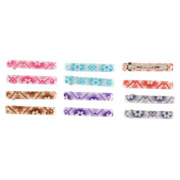 Making Waves Womens Floral Hair Barrettes (12 Piece Set) 2.5"