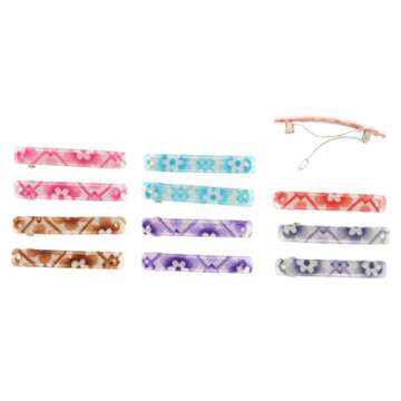 Making Waves Womens Floral Hair Barrettes (12 Piece Set) 2.5"
