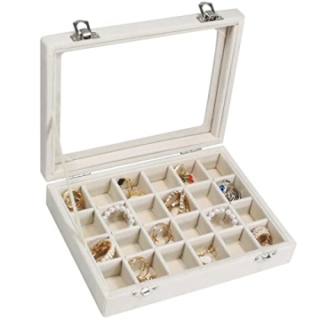 Vicoter Velvet Jewelry Box - 24 Grid Organizer for Earrings & Rings - Chic Storage Solution