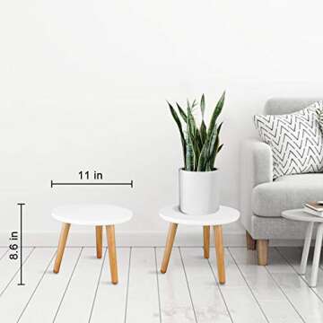 Indoor Plant Stand - Uneedem Wood Mid Century Modern Small Round Side Plant Table for Indoor Plants,...