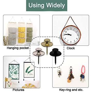 30 PCS Push Pins Picture Hanger Hooks, Double Headed Nails Push Pin Thumbtacks for Wall Hangings Pic...