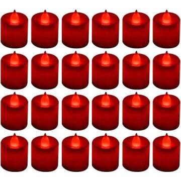 Flickering Red LED Tea Lights – 24 Pack for Events