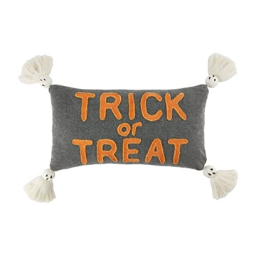 Mud Pie Halloween Ghost Tassel Pillow - Trick or Treat 11" x 20"