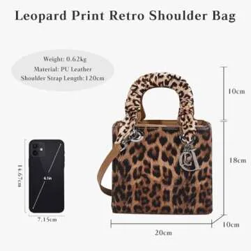CORIOS Leopard Print Handbag for Women PU Leather Shoulder Bag Waterproof Crossbody Bag Fashion Messenger Bag Satchel Bag Elegant Hobo Bag Top Handle Bag Shopping Work Travel Tote Bag Khaki S