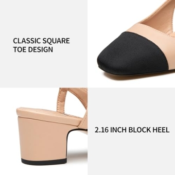 Trary Women's Chunky Slingback Pumps Comfortable Low Heels