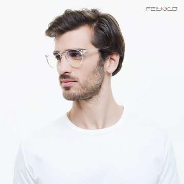 FEIYOLD Retro Round Blue Light Glasses for All