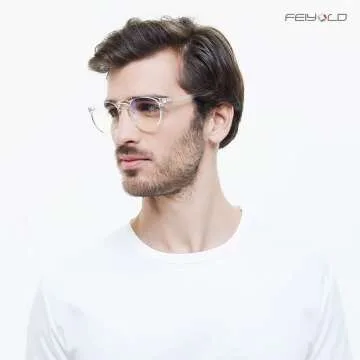 FEIYOLD Retro Round Blue Light Glasses for All