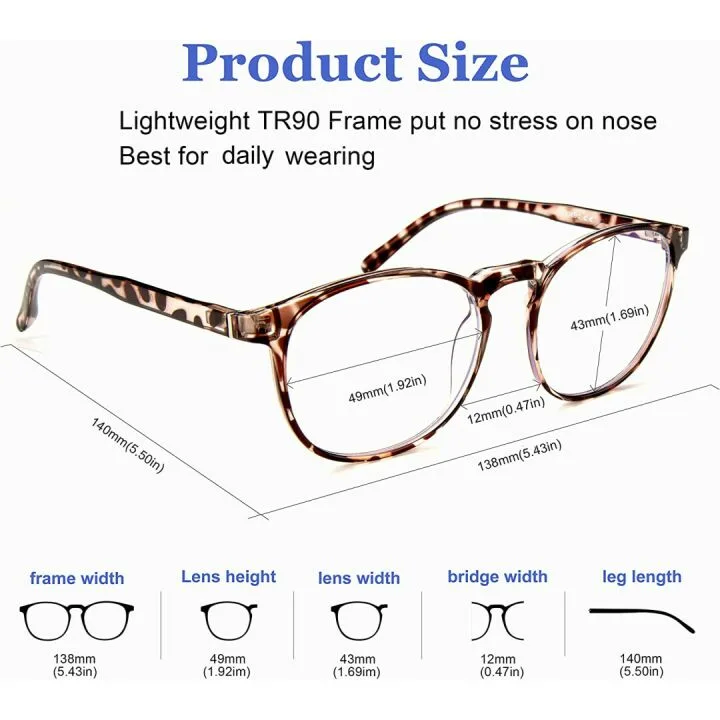 FEIYOLD Retro Round Blue Light Glasses for All