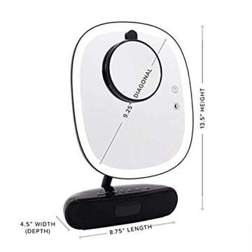 Impressions Vanity Melody Duotone Lighted Makeup Mirror with LED Strip Light, Makeup Vanity Mirror with Lights with 180 Degree Tilted 5X Magnifying Mirror for Bedroom (Black)