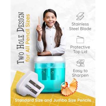 100 Pack Colorful Double Hole Pencil Sharpeners for Kids