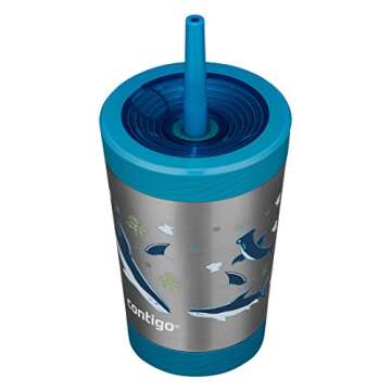 Contigo Kids Spill-Proof Stainless Steel Tumbler with Straw and THERMALOCK, 12oz., Gummy with Shark