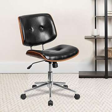 Flash Furniture Low Back Black LeatherSoft Ergonomic Wood Swivel Task Office Chair