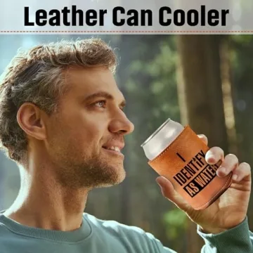 Leather Can Cooler Gift For Him - 12Oz