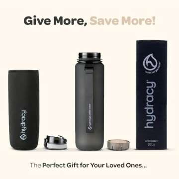 Hydracy Motivational Water Bottle 32 oz with Time Marker