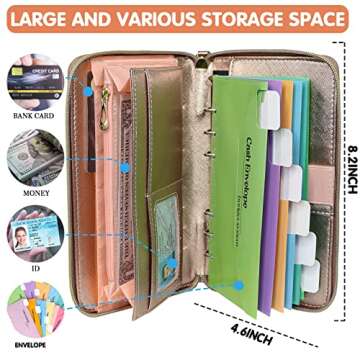 PENDELY Cash Envelope Wallet - Budget Wallet with Cash Envelopes,All in One Money Wallet Organizer for Women Budgeting with Monthly Budget Cards & Yearly Budget Planner Sheet RFID Blocking(Pink)