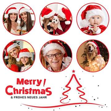 JUANANIUG Christmas Hat Santa Hat Adult: Xmas Holiday Hat for Women and Men - Extra Thicken Classic Fur for Christmas New Year Festive Holiday Party Supplies