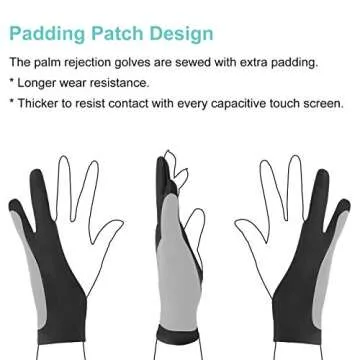 Mixoo Artists Gloves 2 Pack - Palm Rejection Gloves with Two Fingers for Paper Sketching, iPad, Graphics Drawing Tablet, Suitable for Left and Right Hand (Small)