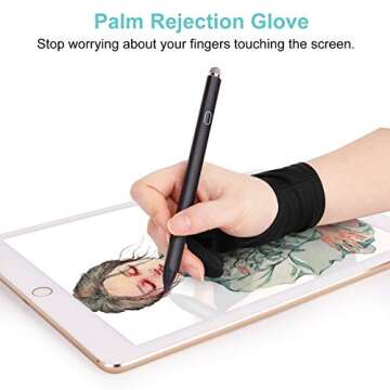 Mixoo Artists Gloves 2 Pack - Palm Rejection Gloves with Two Fingers for Paper Sketching, iPad, Graphics Drawing Tablet, Suitable for Left and Right Hand (Small)