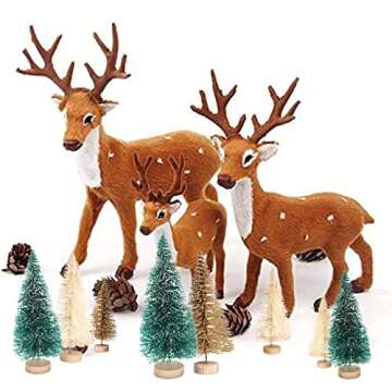 8PCS Artificial Mini Christmas Trees, Fake Bottle Brush Small Pine Snow Frosted Trees with Wood Base...