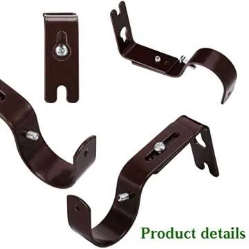 6 Piece General Adjustable Curtain Rod Holder Wall Bracket Hooks - Outside Mounted Blinds Bracket with Screws for 1 Inch Diameter Rod (Bronze)