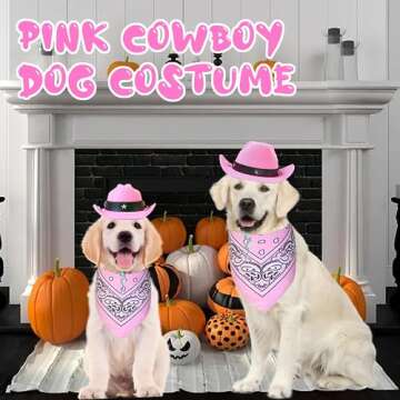 GOYOSWA Dog Halloween Costumes, Dog Cowboy Costume Halloween Dog Cowboy Hat Halloween Dog Bandana Sc...