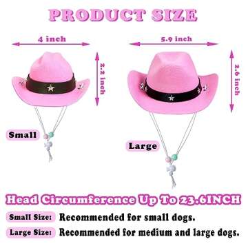 GOYOSWA Dog Halloween Costumes, Dog Cowboy Costume Halloween Dog Cowboy Hat Halloween Dog Bandana Scarf Funny Dog Halloween Costumes for Small Medium Large Dogs Pets (Pink Hat & Pink Bandana, Large)
