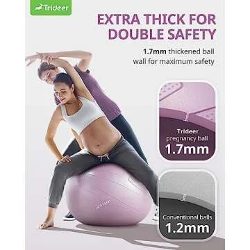 Trideer Pregnancy Ball Birthing Ball, 1.7mm Extra Thick Yoga Ball for Maternity, Labor Birth, Exercise, Physio, Recovery Guide & Baby Memory Book Included, 440LB Anti-Burst & Non-Slip Stability Ball