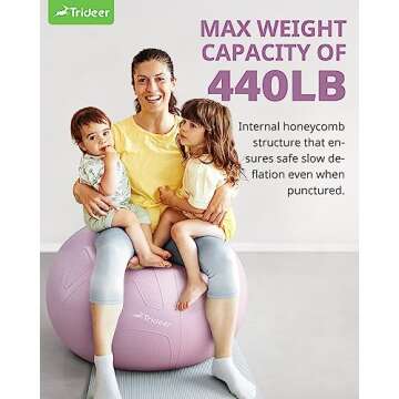 Trideer Pregnancy Ball Birthing Ball, 1.7mm Extra Thick Yoga Ball for Maternity, Labor Birth, Exercise, Physio, Recovery Guide & Baby Memory Book Included, 440LB Anti-Burst & Non-Slip Stability Ball