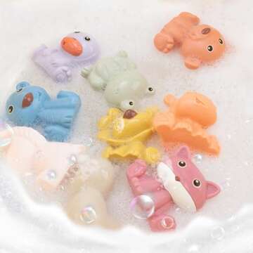 AMCHSURI Mold Free Animal Baby Bath Toys for Infants 6 - 12 Months 9 Pack No Hole Bathtub Toys Eco-F...