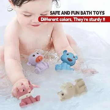 AMCHSURI Mold Free Animal Baby Bath Toys for Infants 6 - 12 Months 9 Pack No Hole Bathtub Toys Eco-Friendly Non Toxic Bathtub Float Toy for Water Play Kids