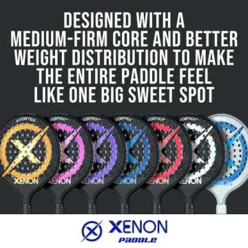 Xenon Vortex Platform Tennis Paddle | Oversize Head | Even Balance Point | Medium Firmness Foam Core | Power and Control | 4.25” Grip, Pink