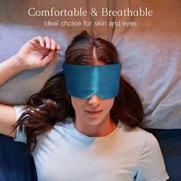 iCooBreeze 100% Natural Silk Eye Mask for Soft Pressureless Sleep, Adjustable Fits All