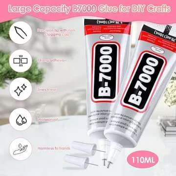 2 x 110ML B7000 Rhinestone Glue with Clear Rhinestone Kit, B-7000 Glue with Flatback Gems Crystal Rhinestones Jewelry Making Tools for Clothes Tumblers DIY Crafts