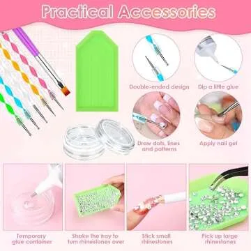 2 x 110ML B7000 Rhinestone Glue with Clear Rhinestone Kit, B-7000 Glue with Flatback Gems Crystal Rhinestones Jewelry Making Tools for Clothes Tumblers DIY Crafts