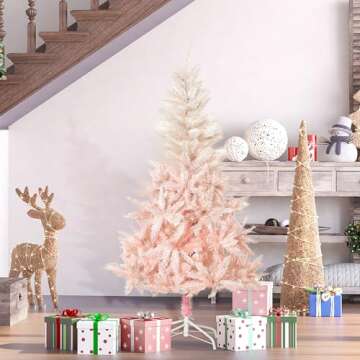 HOMCOM 5ft Unlit Spruce Artificial Christmas Tree with Realistic Branches and 450 Tips, Pink