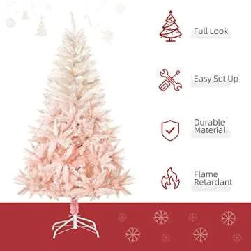 HOMCOM 5ft Unlit Spruce Artificial Christmas Tree with Realistic Branches and 450 Tips, Pink