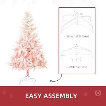 HOMCOM 5ft Unlit Spruce Artificial Christmas Tree with Realistic Branches and 450 Tips, Pink