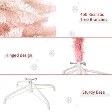 HOMCOM 5ft Unlit Spruce Artificial Christmas Tree with Realistic Branches and 450 Tips, Pink