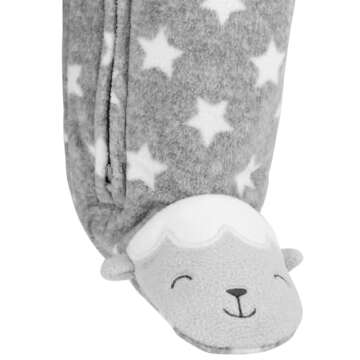 Simple Joys by Carter's Baby 2-Pack Neutral Fleece Footed Sleep and Play, Grey Stars/Mint Green Elephant, 0-3 Months