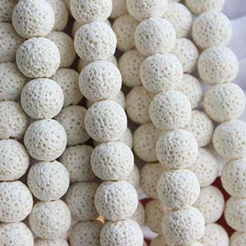 MJDCB Natural Multicolor Volcanic Lava Stone Round Loose Stone Beads DIY for Jewelry Bracelet Making...