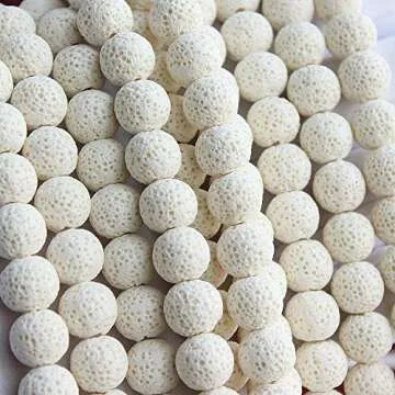 MJDCB Natural Multicolor Volcanic Lava Stone Round Loose Stone Beads DIY for Jewelry Bracelet Making 15" (12mm, White)