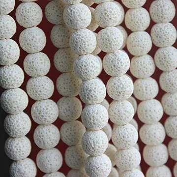 MJDCB Natural Multicolor Volcanic Lava Stone Round Loose Stone Beads DIY for Jewelry Bracelet Making 15" (12mm, White)