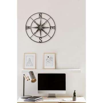 Creative Co-Op Metal Compass Wall Décor in Antiqued Iron