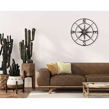 Creative Co-Op Metal Compass Wall Décor in Antiqued Iron